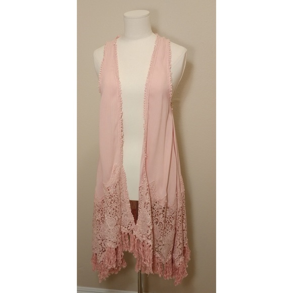 Blush toned Festival Bohemian cover up vest - Picture 5 of 7